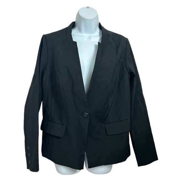 Eloquii Blazer Jacket Women's Size 14 Black Cotton Blend One Button Career New - Picture 2 of 6